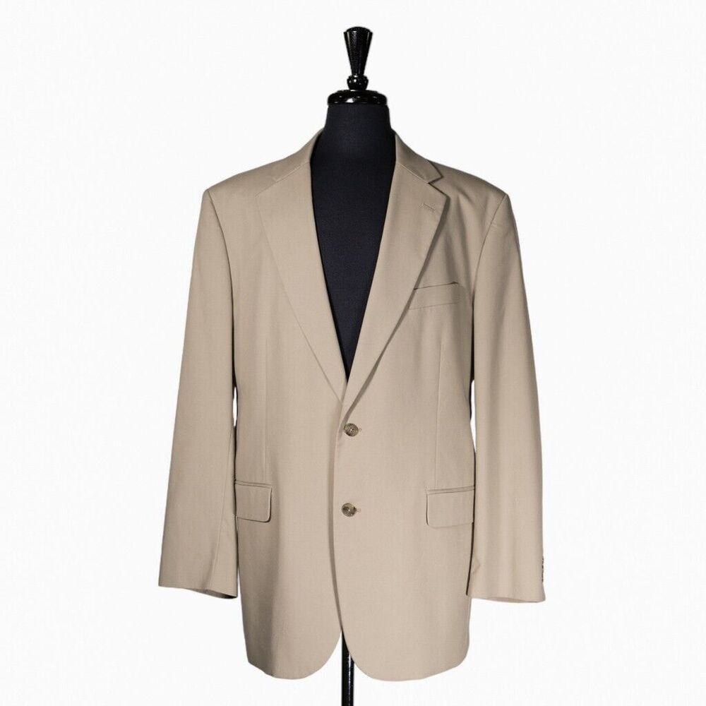 Brooks Brothers Mens Blazer Beige Cotton Blend 2 Button Jacket Sport Coat 44L